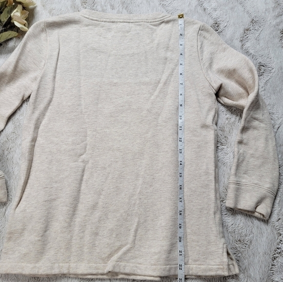 ✨️CL J Crew Cream Beige Fleece Lined Lace Detail Collar Sweater Top Size XS - Picture 8 of 10